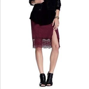 Free People Burgundy Lace Skirt